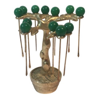 Ted Arnold Brass Tree & Green Hors d'Oeuvres Picks For Sale