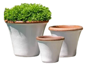 Brighton Antique White Terra Cotta Planters, Set of 3
