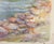 Early 20th century gouache on heavy paper pastoral scene landscape with cottage and river painting Henry Brandt...