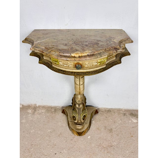 20th Century Italian Polychrome Pedestal with Marble Top, 1950 For Sale - Image 8 of 10