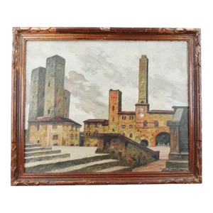 Henri Dabadie French Impressionist San Gimignano Oil Canvas Painting
