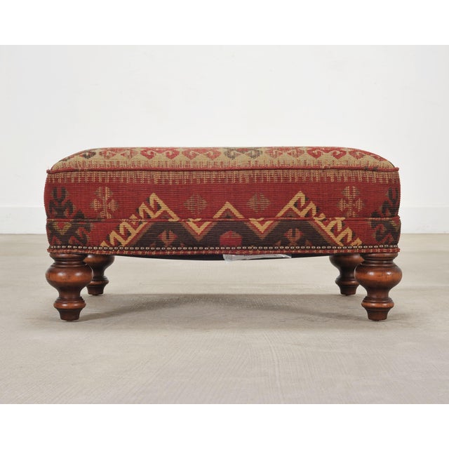 King Ranch Kilim Rug Style Upholstered Lounge Chair + Ottoman For Sale - Image 17 of 18