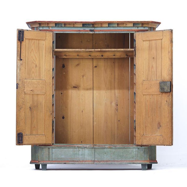 Folk Art Rustic Farmhouse Painted Bridal Cabinet, 1825 For Sale - Image 12 of 16