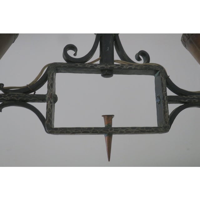 Copper Brutalist Wrought Iron and Copper Chandelier, 1960s For Sale - Image 8 of 16