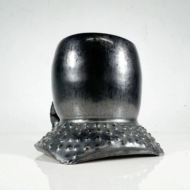 Mid-Century Modern 1983 Vintage Pottery Art Black Single Coffee Cup Mug Signed Melching For Sale - Image 3 of 8