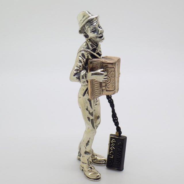 1980s Vintage Italian Handmade Silver and Brass Accordion Player Sculpture by Etruria Gioielli, 1980s For Sale - Image 5 of 15