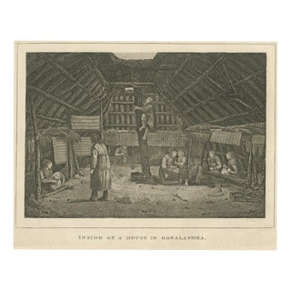 After Webber, House in Oonalashka, Captain Cook Voyage, 1820, Engraving For Sale