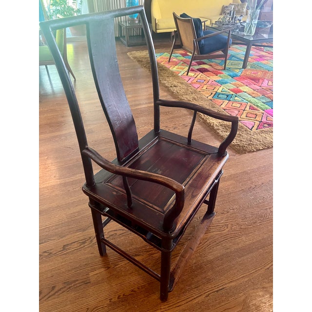An exceptional antique late 19th-century Chinese Ming Dynasty style "Guanmaoyi" (Official's Hat) armchair. Masterfully...