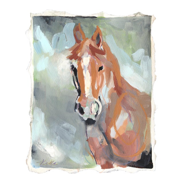 Stallion - Original Contemporary Horse Painting on Paper by Kellie Newsome For Sale