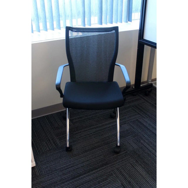 Early 21st Century Contemporary Modern Mesh & Chrome Mayline Valore Stackable Side Office Chair For Sale - Image 4 of 11
