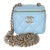 Blue Quilted Lambskin Coco Chain Mini Vanity Case For Sale