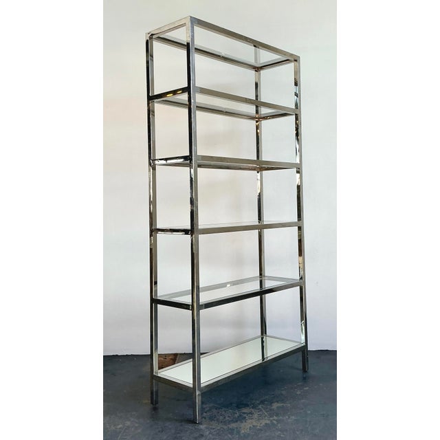 Metal Vintage Chrome and Glass Etagere For Sale - Image 7 of 12