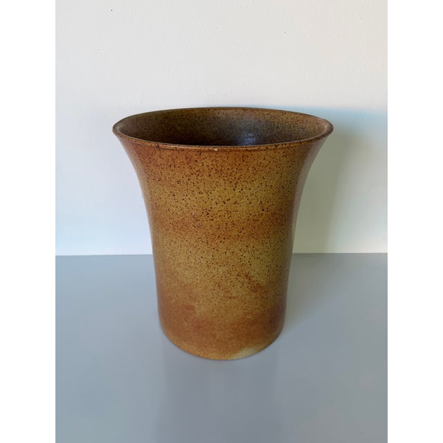 Ceramic 1980’s Vintage Organic Speckled Glazed Studio Pottery Planter / Vase For Sale - Image 7 of 12