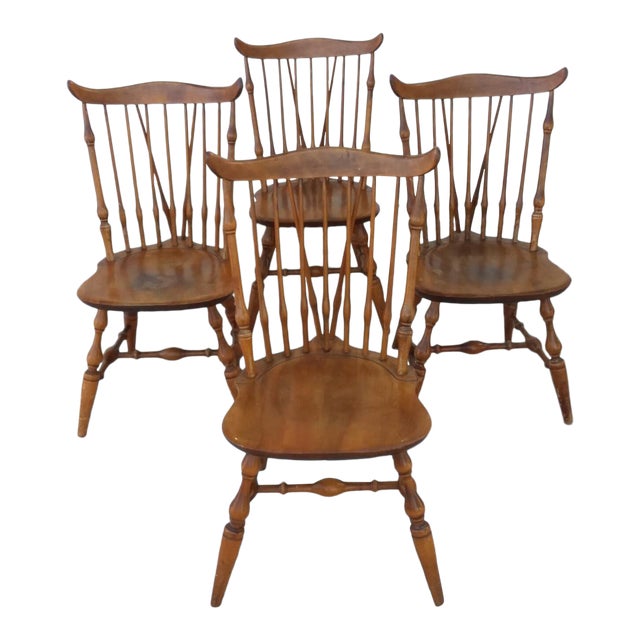 Nichols & Stone Windsor Fan Back Chairs Set of 4 Chairish