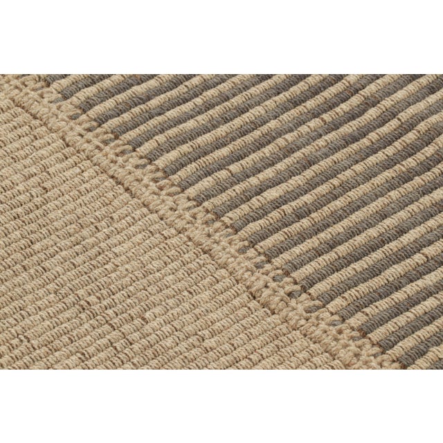 Contemporary Rug & Kilim’s Contemporary Kilim in Black and Beige Textural Stripes For Sale - Image 3 of 7