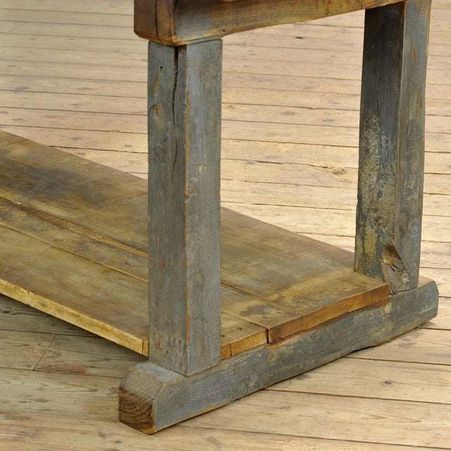 Wood Industrial Oak Work Table, 1950 For Sale - Image 7 of 10