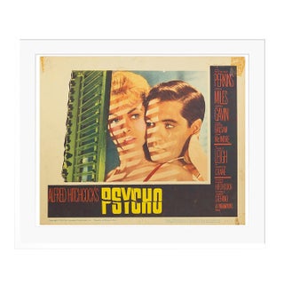 'Psycho' 1960 Original Vintage Lobby Card Framed in White For Sale