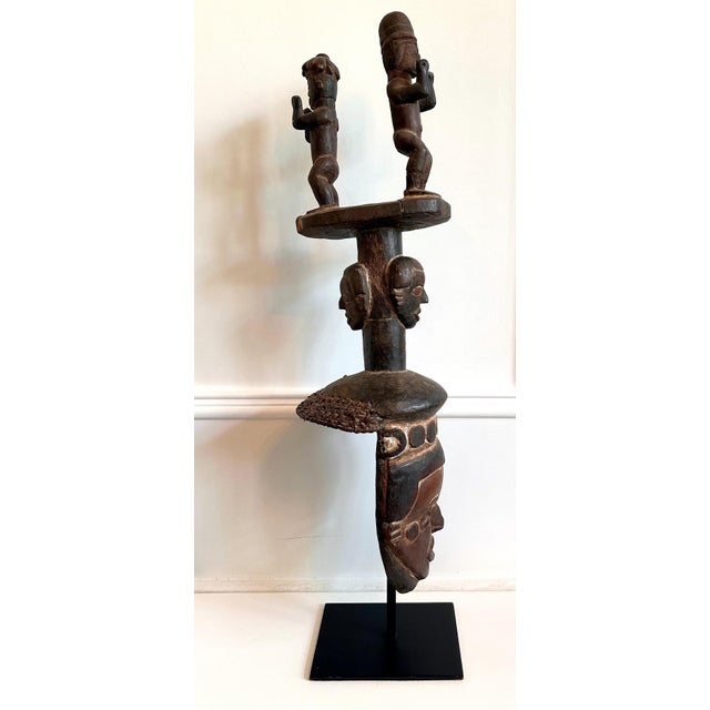 Tall African Ibibio Head Mask with Polychrome Nigeria Provenance For Sale - Image 4 of 15