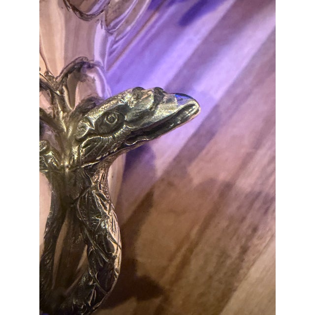 1950s Taxco Mexican 925 Sterling Silver Centerpiece Ortega Footed Bowl 636 Grams With Figural Handles For Sale - Image 9 of 14