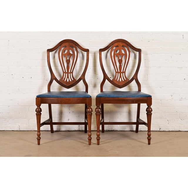 Baker Furniture Style Federal Carved Mahogany Shield Back Side Chairs or Dining Chairs, Pair For Sale - Image 12 of 12