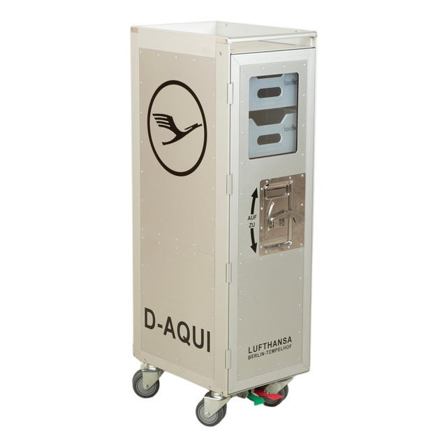 Silver Grey Lufthansa Ju 52 Aircraft Trolley with Shelf and Plastic Drawer For Sale