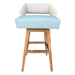 Cr Laine Light Blue and Gray Bar Stool For Sale