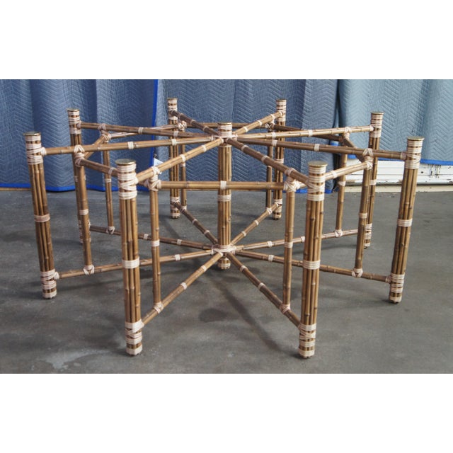 McGuire Mid Century Modern Octagonal Bamboo Dining Table & 8 Target Back Chairs For Sale - Image 6 of 18