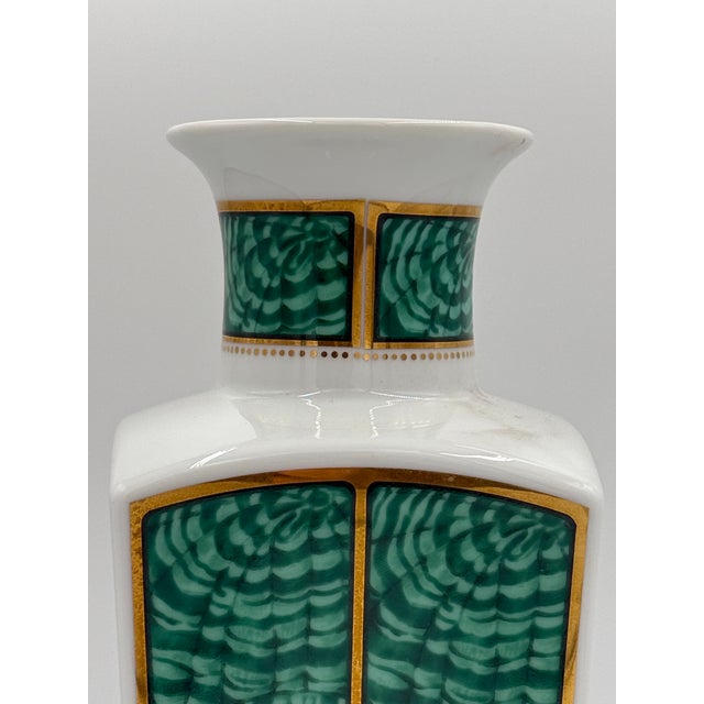 Vintage Porcelain George Briard Faux Malachite Vase For Sale - Image 4 of 6