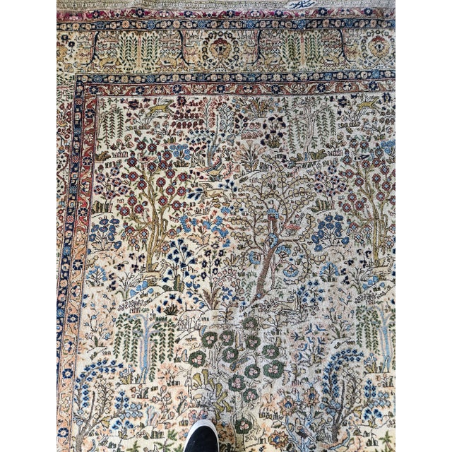Vintage Signed Persian Kerman Tree of Life Oriental Rug For Sale - Image 11 of 12