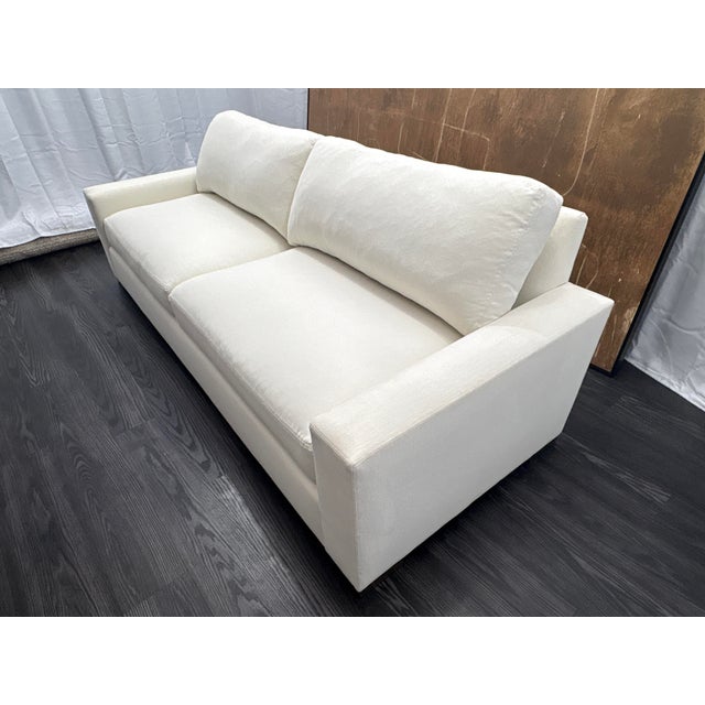 Restoration Hardware Rh Restoration Hardware Maxwell 2-Cushion Sofa 8' | Classic 40" Depth | Down-Feather Fill | Performance Linen Weave | Natural For Sale - Image 4 of 18