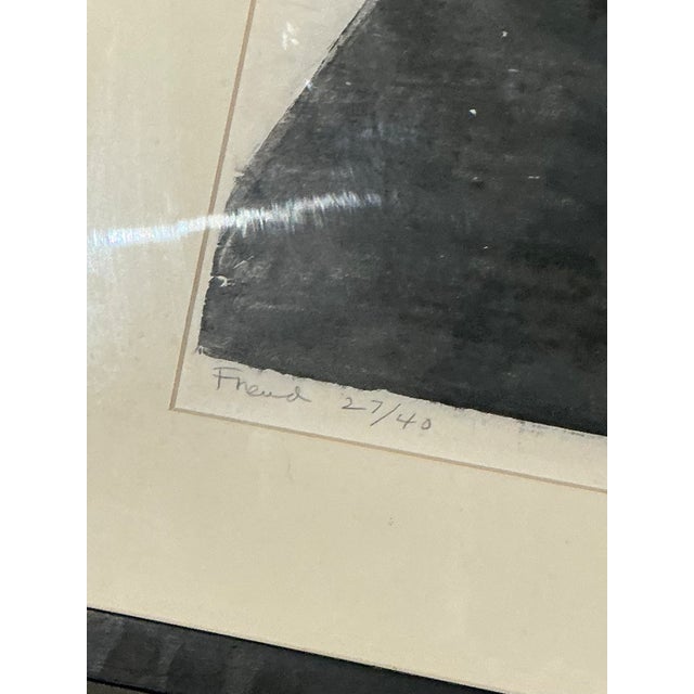 Mid 20th Century Vintage Black and White Framed Woodcut of Sigmund Freud For Sale - Image 5 of 12