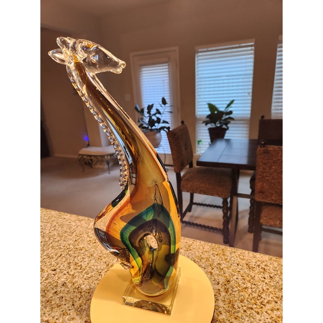 Mid 20th Century 14” Italian Sommerso Art Glass Giraffe – Formia / Salviati Era Thick-Gauge For Sale - Image 5 of 5