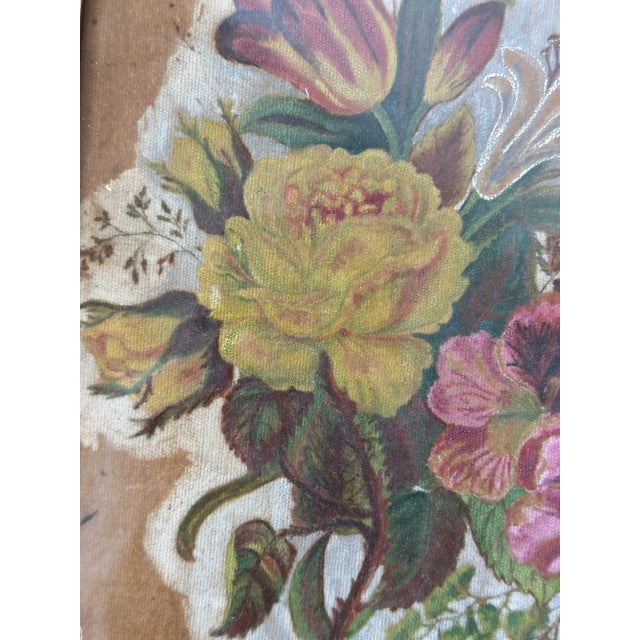 Antique Victorian Floral Theorem Painting on Velvet, Circa Late 19th Century For Sale - Image 12 of 15