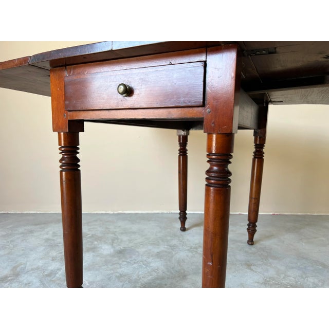 19th Century French Provincial Walnut Drop Leaf Console or Breakfast Table/ Sold For Sale - Image 10 of 12