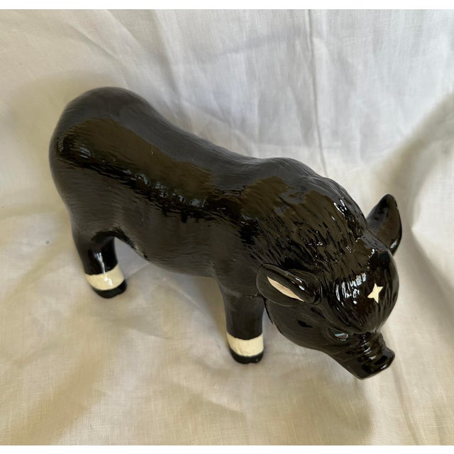 1990s Vintage Sittre Prod. Inc Black Ceramic Pig Figure For Sale - Image 5 of 9