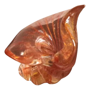 1980s Aventurine Art Glass Snail Figurine