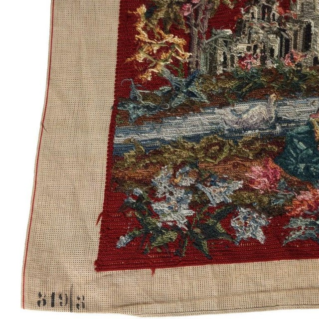 Antique Louis XIII Scenic Pictorial Needlepoint Tapestry C1930 For Sale - Image 10 of 12