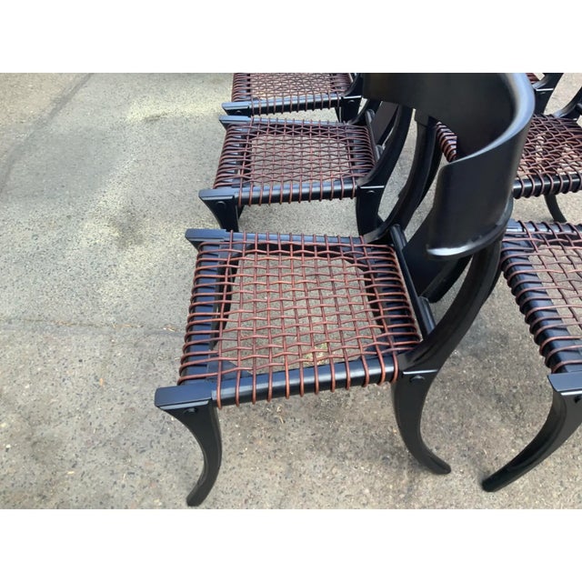 Modern Klismos Ebony Dining Chairs - Set of 6 For Sale - Image 4 of 6