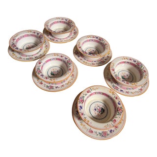 Set of Six Antique Royal Doulton Ramekins and Saucers For Sale