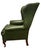 Vintage Forest Green Leather Wingchair For Sale - Image 3 of 5
