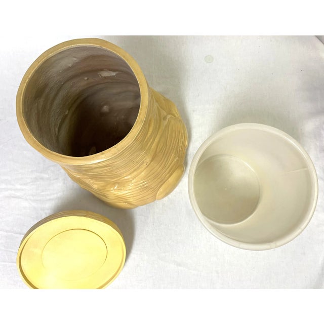 Yellow 1970's Saks Fifth Avenue Elephant Foot Container Made in France For Sale - Image 8 of 12