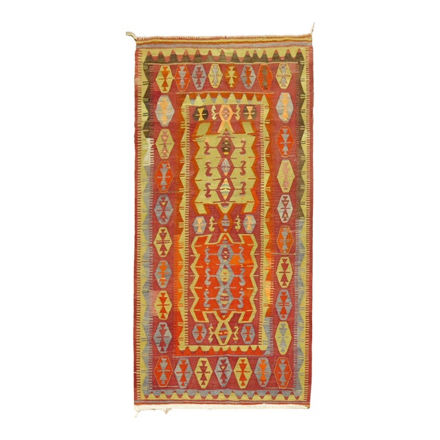 Vintage Turkish Kilim Flat-Weave rug no. r4958 For Sale