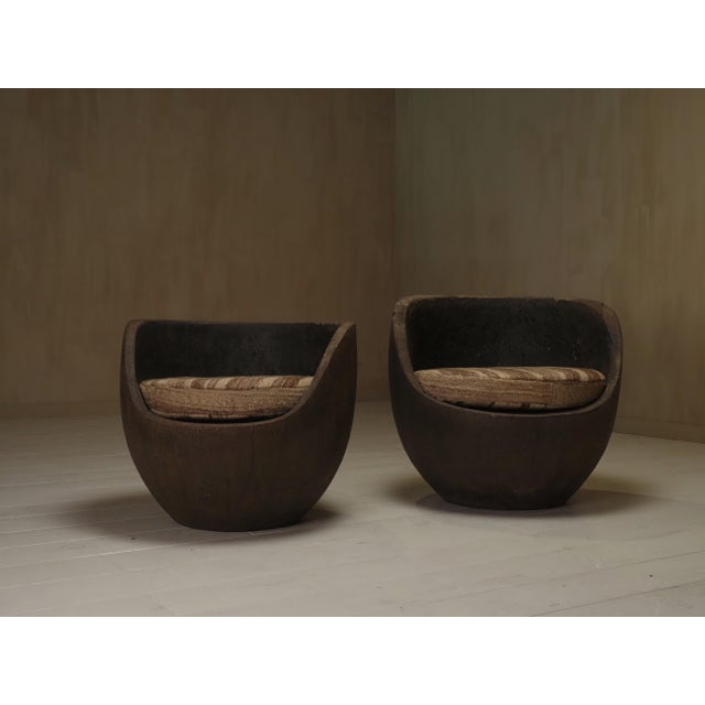 Mid-Century Hand-Carved Lounge Chairs, 1950, Set of 2 For Sale - Image 13 of 13