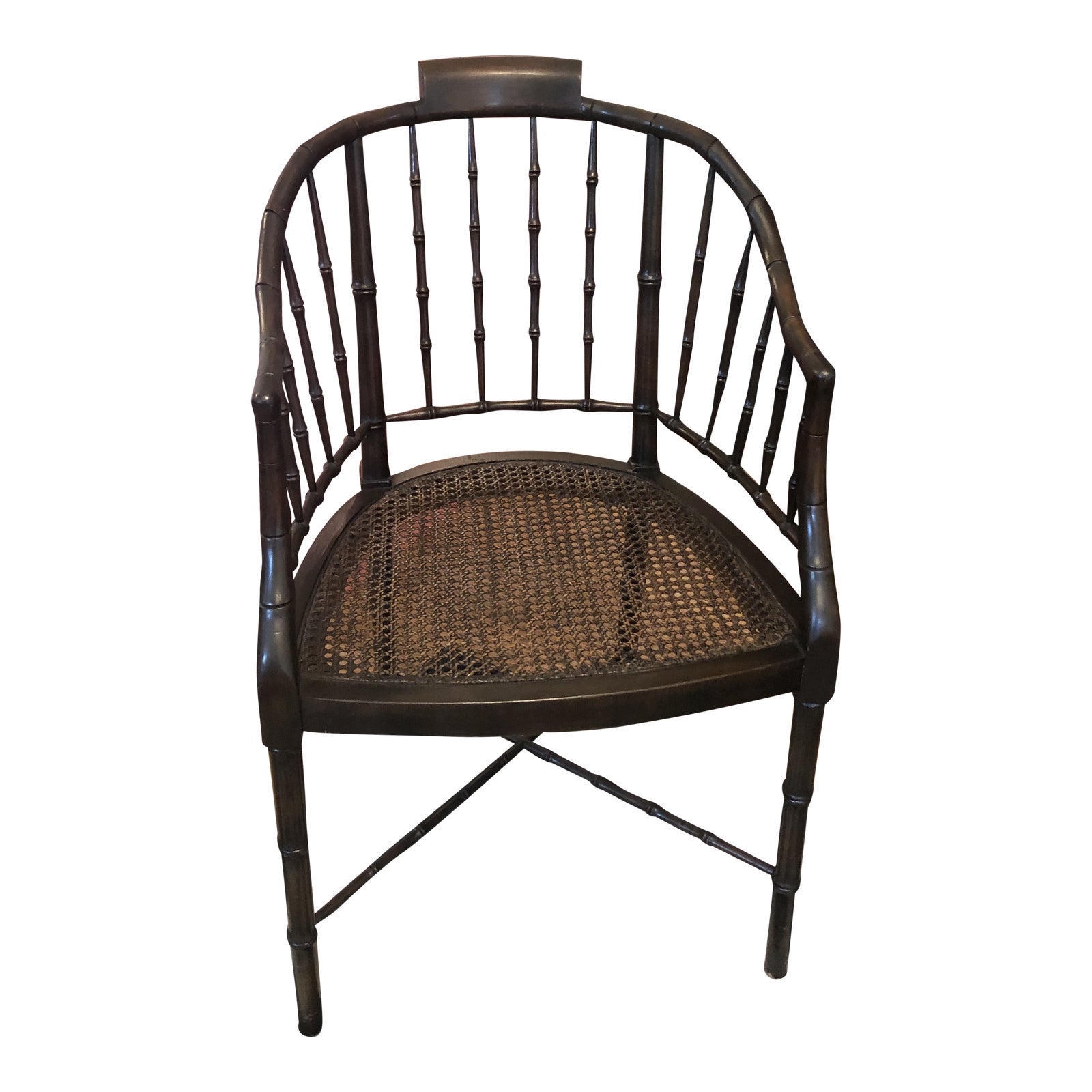 Faux Bamboo Barrel Back Cane Chair Chairish