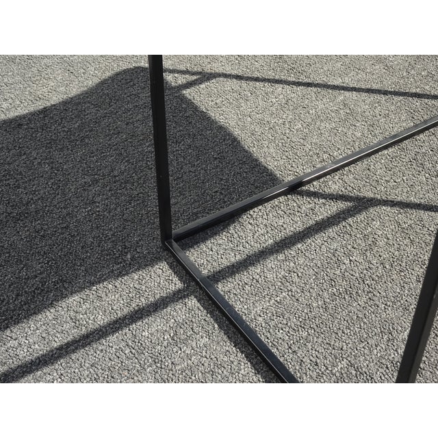 Black Bench With Leather Seat Stool W Metal Frame #1 For Sale - Image 12 of 12