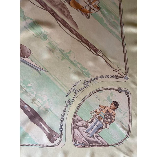 Green HERMÈS GRONLAND Silk Scarf designed by Philippe Ledoux 1992 For Sale - Image 8 of 11