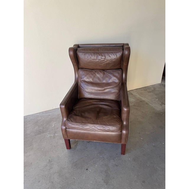Mid Century Danish Leather Wingback Lounge Chair in the Style of Børge Mogensen 1960s For Sale In Los Angeles - Image 6 of 10