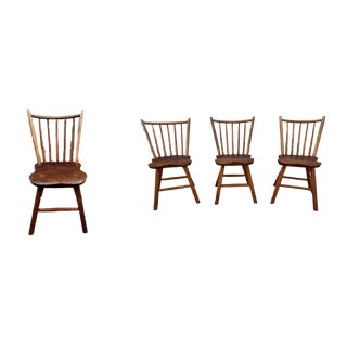 Antique 19th Century Windsor Style Spindle Back Dining Chairs- Set of 4 For Sale