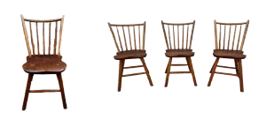 Antique 19th Century Windsor Style Spindle Back Dining Chairs- Set of 4