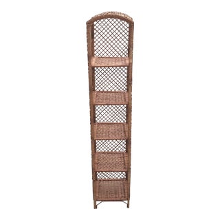 Vintage Natural Wicker Shelf For Sale